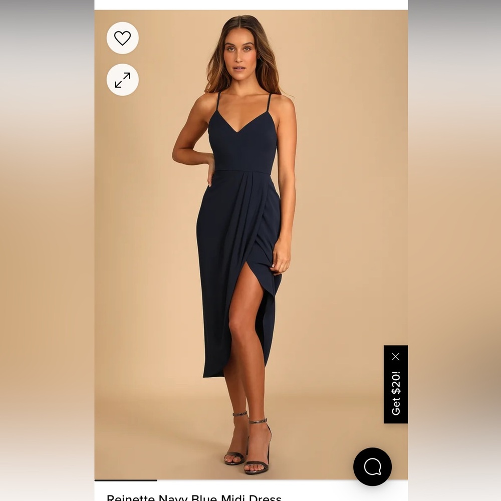 Lulus Dress size Large Navy Blue midi dress